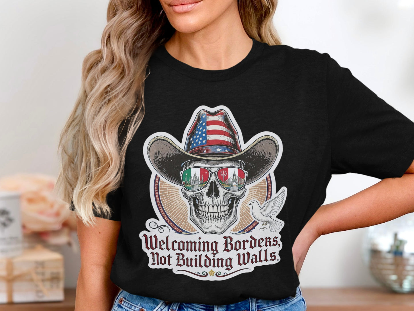 Welcoming Borders Not Building Walls Skull product