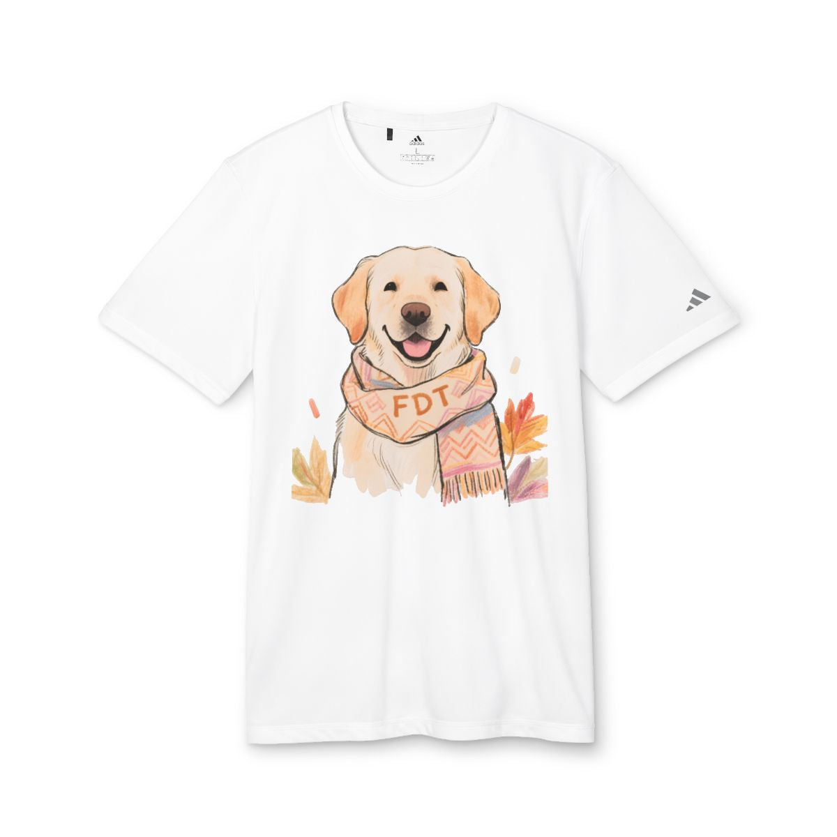 Smiling Dog with Scarf and Leaves T-Shirt