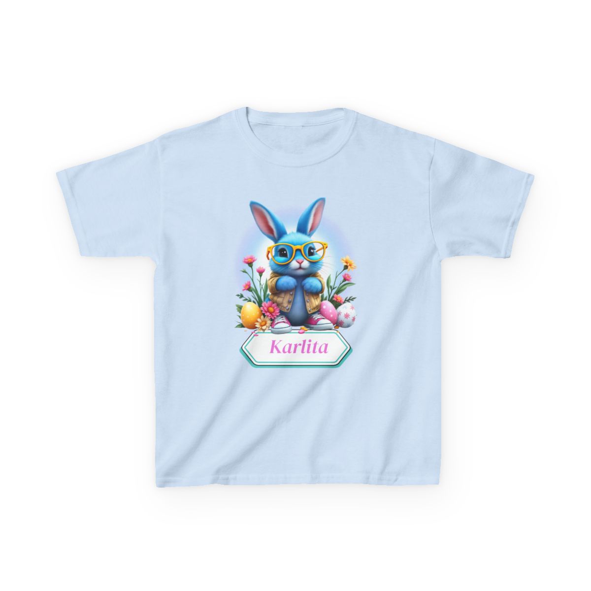 Custom Tee, Easter Shirt, Pascua Camisa, Personalized, Easter  Bunny Kids Heavy Cotton™ Tee
