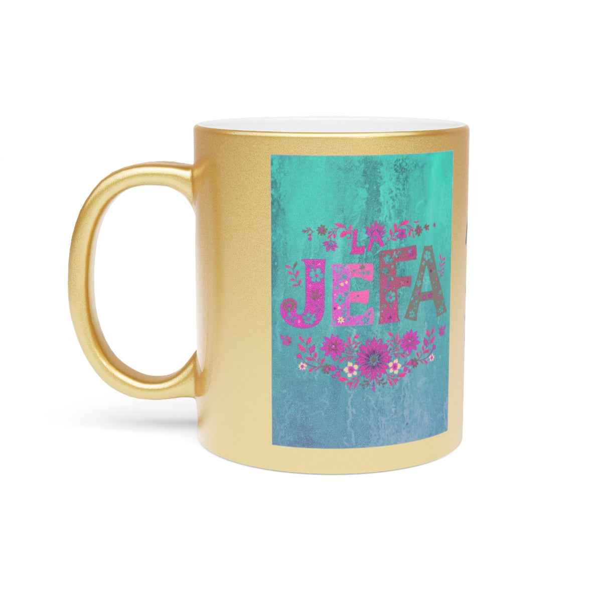 La Jefa Mug, Custom Ceramic Coffee Mug, Boss Lady Gift, Personalized Gift, Floral Design, 11oz 15oz Options, Lead-Free, Microwave Safe