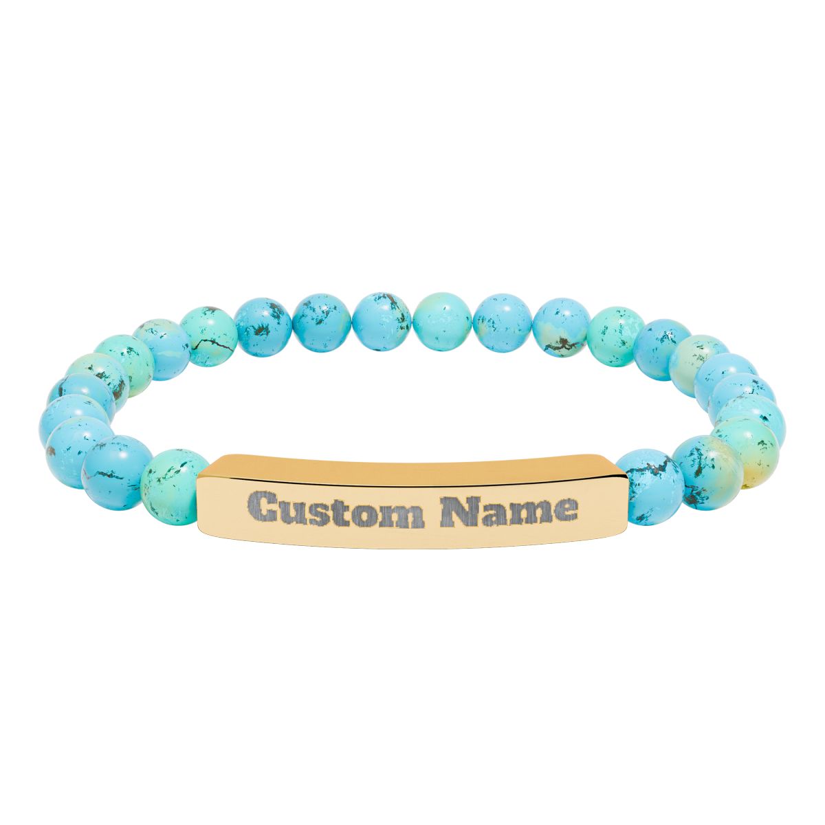 Custom Natural Stone Stretch Bar Bracelet (Engraving) Add Name
