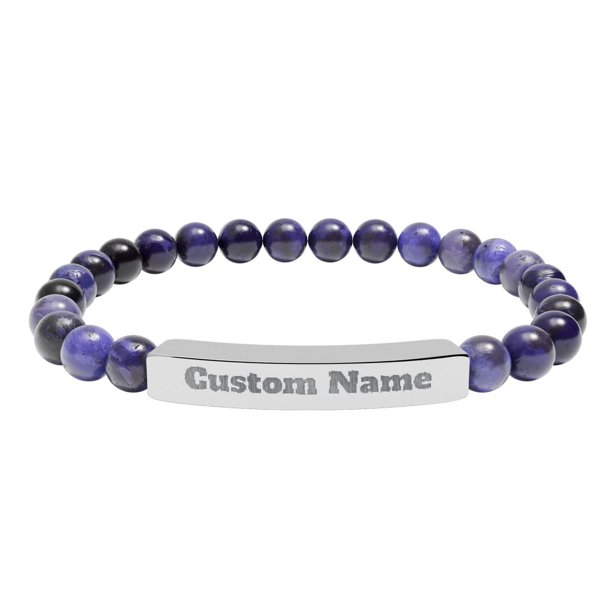Custom Natural Stone Stretch Bar Bracelet (Engraving) Add Name