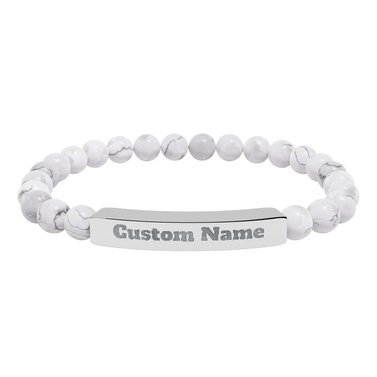 Custom Natural Stone Stretch Bar Bracelet (Engraving) Add Name