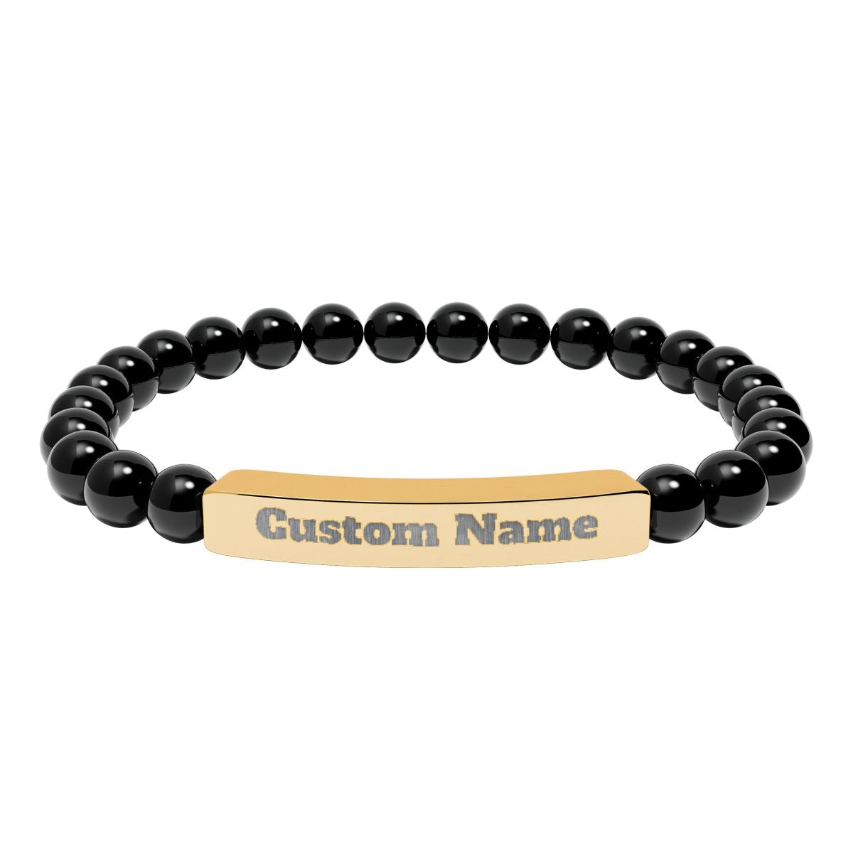 Custom Natural Stone Stretch Bar Bracelet (Engraving) Add Name