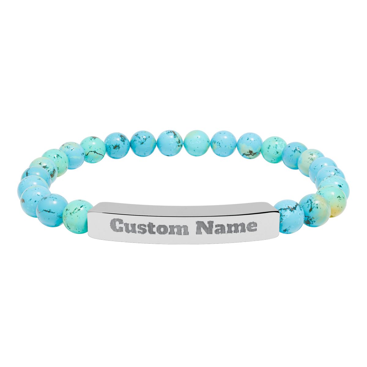 Custom Natural Stone Stretch Bar Bracelet (Engraving) Add Name