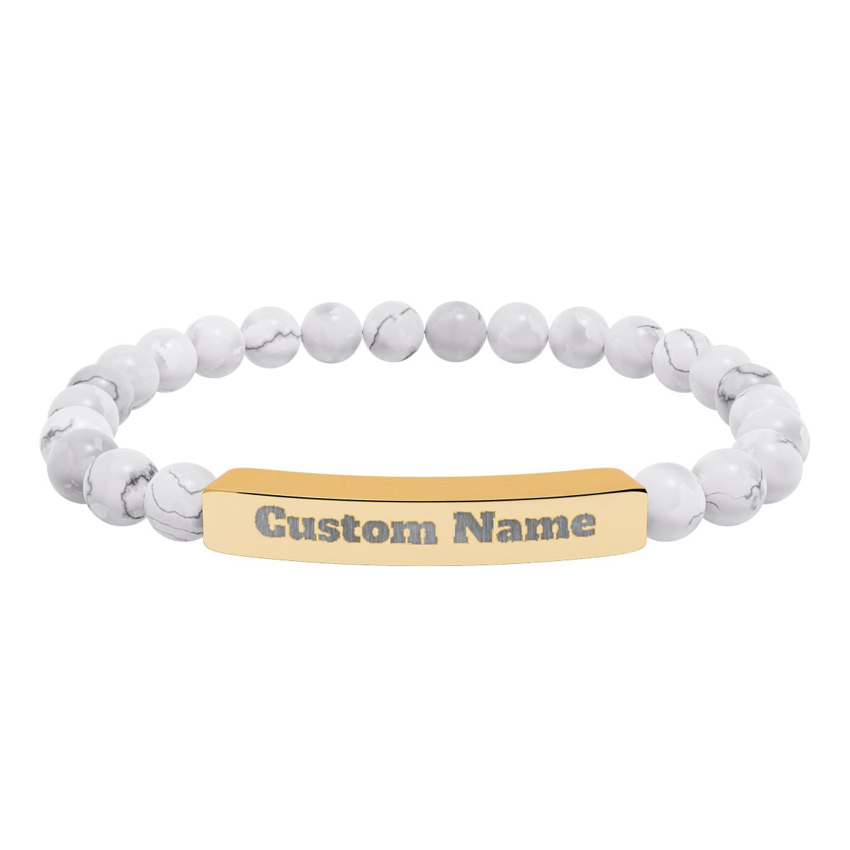 Custom Natural Stone Stretch Bar Bracelet (Engraving) Add Name