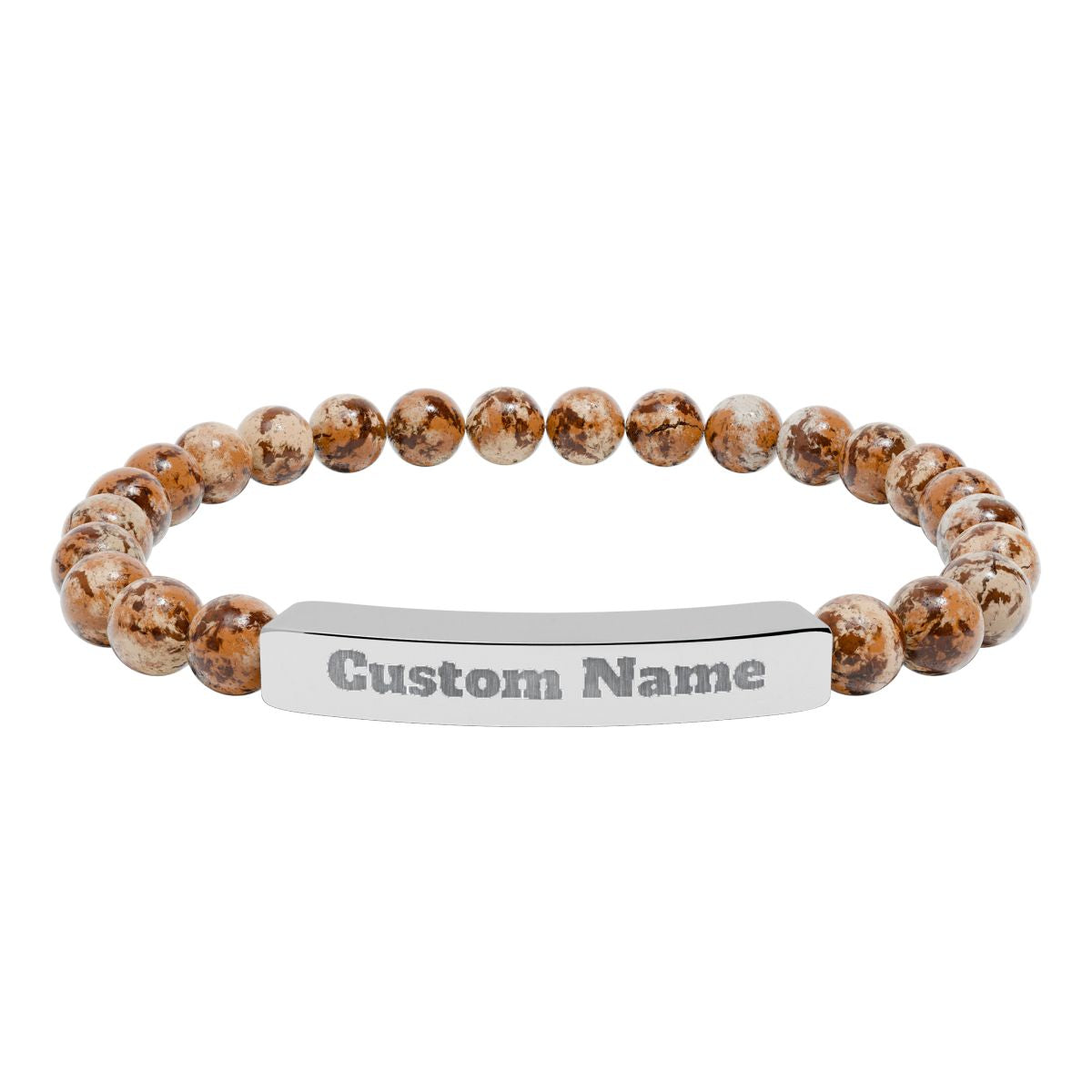Custom Natural Stone Stretch Bar Bracelet (Engraving) Add Name