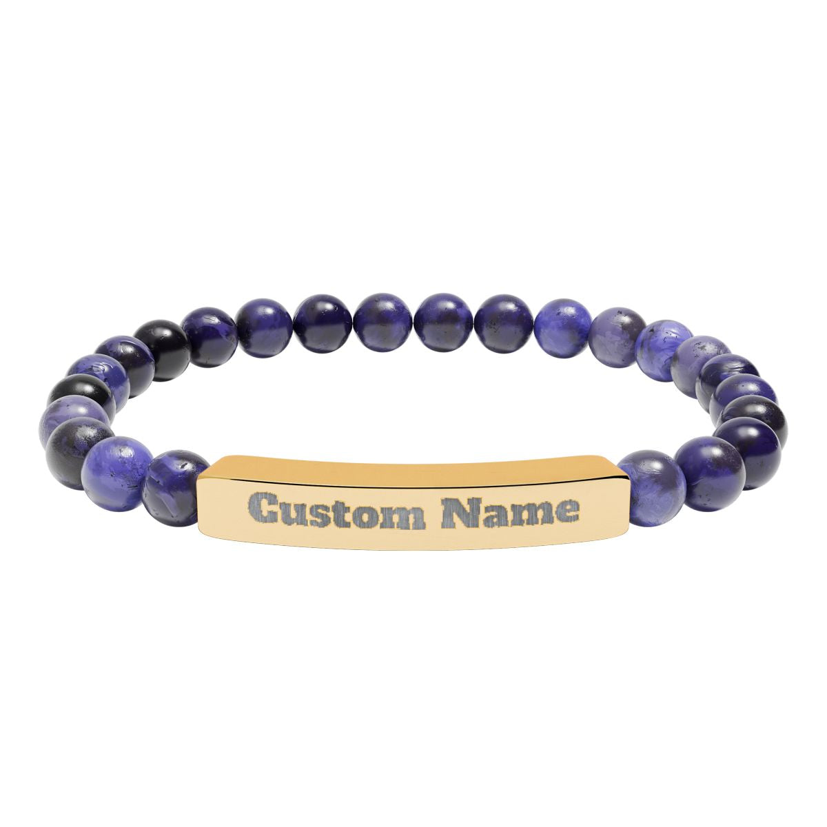 Custom Natural Stone Stretch Bar Bracelet (Engraving) Add Name