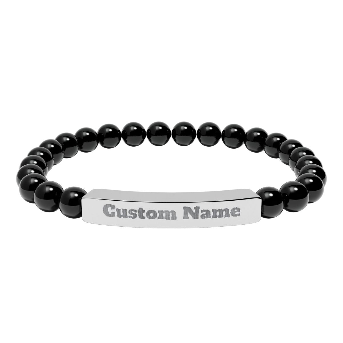 Custom Natural Stone Stretch Bar Bracelet (Engraving) Add Name