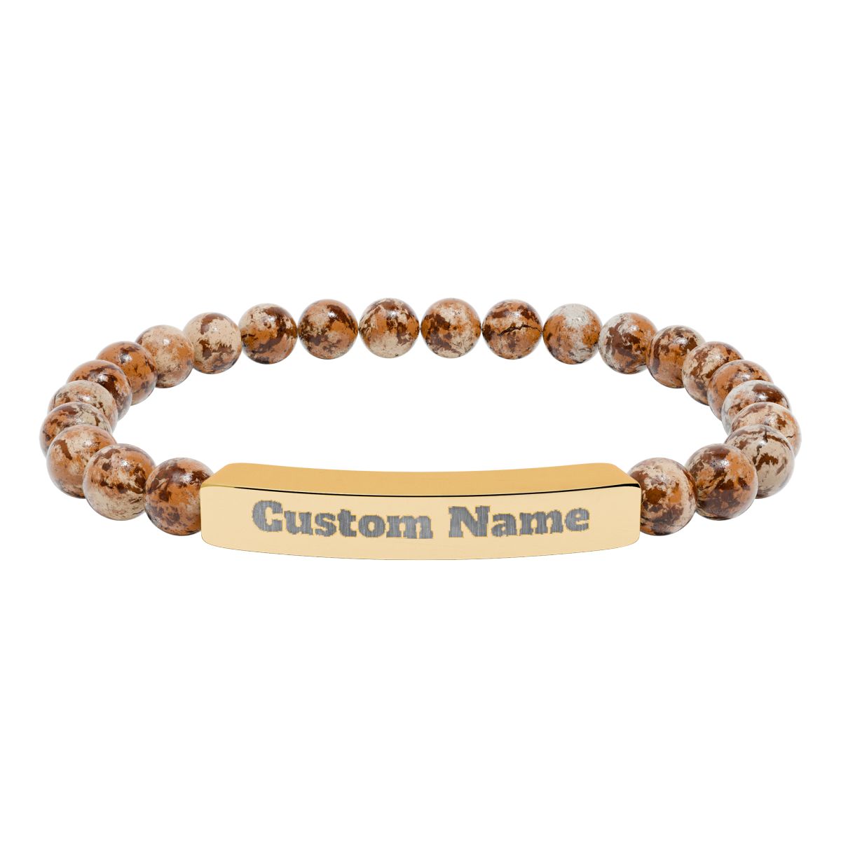 Custom Natural Stone Stretch Bar Bracelet (Engraving) Add Name