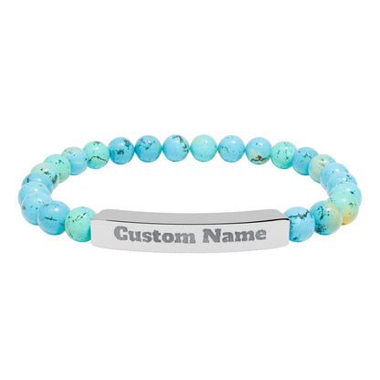 Custom Natural Stone Stretch Bar Bracelet (Engraving) Add Name
