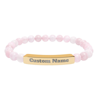 Custom Natural Stone Stretch Bar Bracelet (Engraving) Add Name