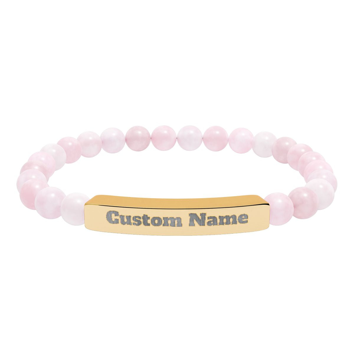 Custom Natural Stone Stretch Bar Bracelet (Engraving) Add Name