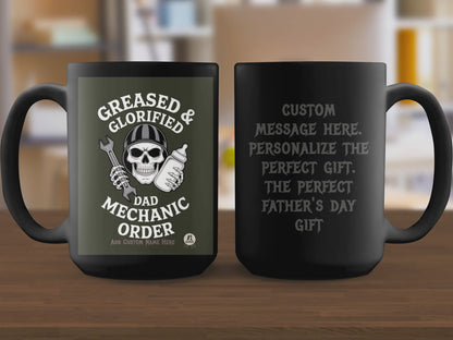 Greased Glorified Dad Mechanic Order Design Mugs