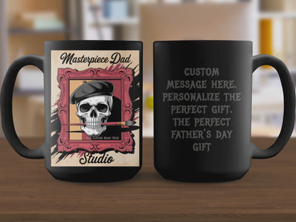 Masterpiece Dad Skull Paintbrush Studio Art Coffee Mugs