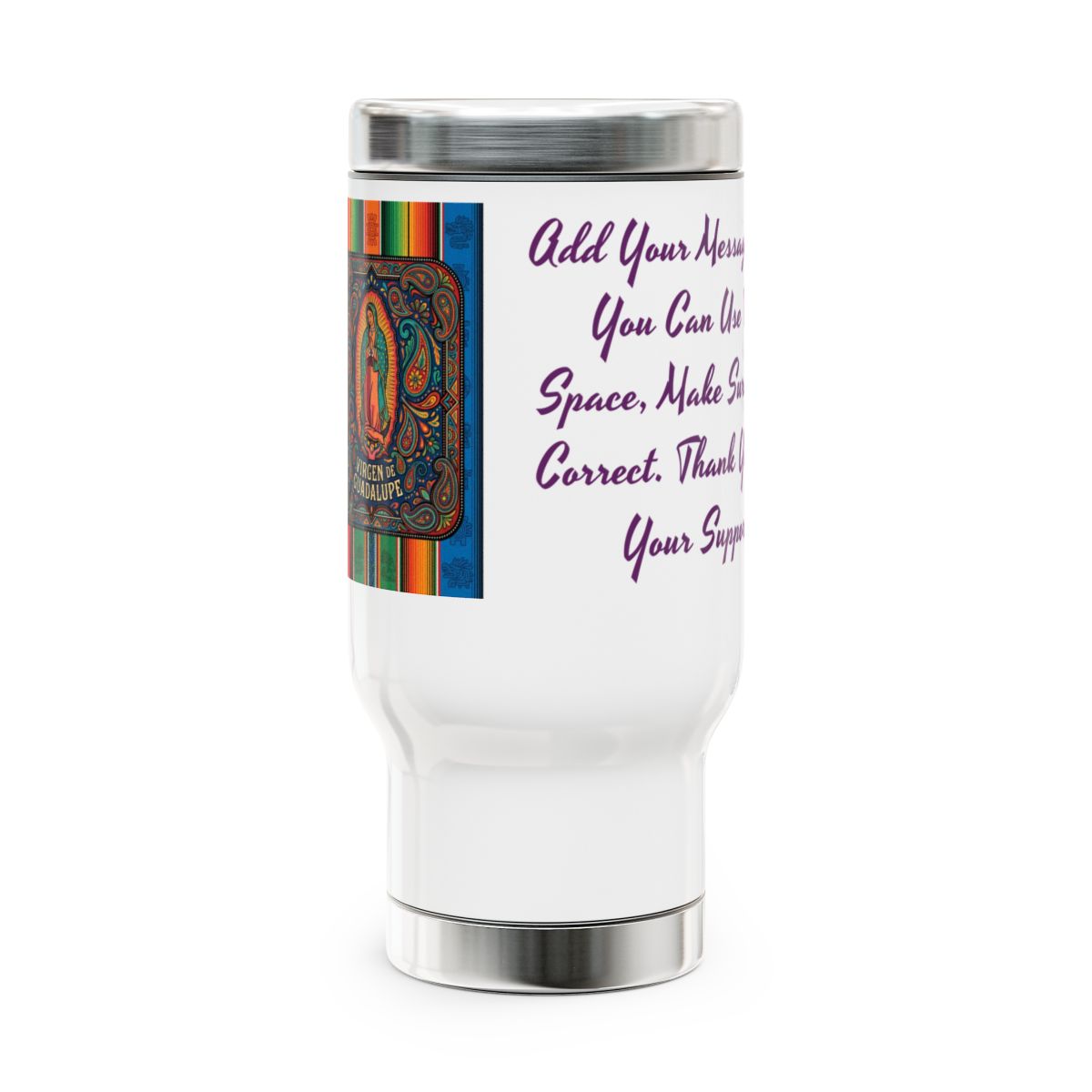 Colorful Virgen de Guadalupe Mug, Vibrant Printed Coffee Cup, Personalized Ceramic Gift, Religious Art, BPA-Free, Ideal Christmas Present