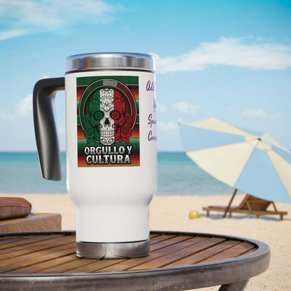 Mexican Skull Mug, Orgullo y Cultura Coffee Cup, Ceramic Tea Mug, Mexican Fiesta Gift, Dia de los Muertos Present, Sugar Skull Design, C-Handle