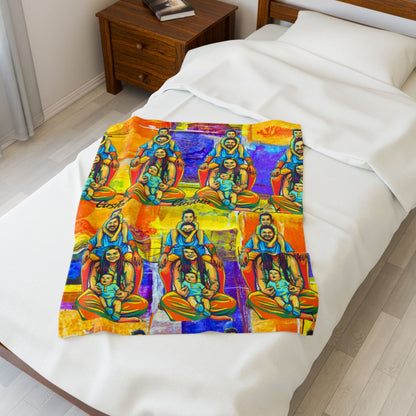 Custom Personalized Unique Gift Pop Art Style, Pet Gift or Family Gift Velveteen Plush Blanket