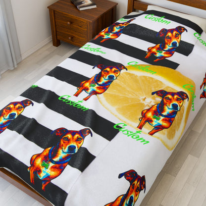 Custom Personalized Unique Gift Pop Art Style, Pet Gift or Family Gift Velveteen Plush Blanket