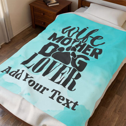 Custom Mom Dog Velveteen Plush Blanket, Personalized Mother's Gift Cover, Cobija Para Mama
