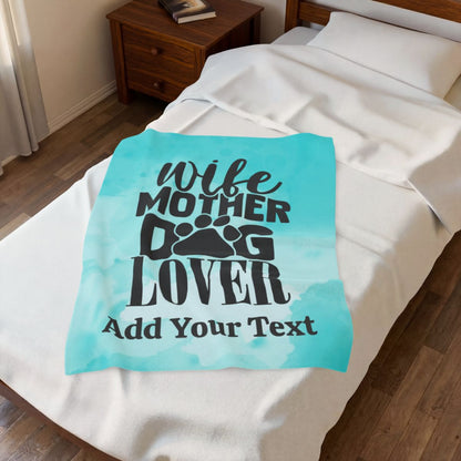 Custom Mom Dog Velveteen Plush Blanket, Personalized Mother's Gift Cover, Cobija Para Mama