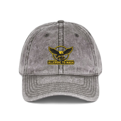 Allergic To Maga Embroidery Funny Hat Top Quality| Anti Trumpt Hat